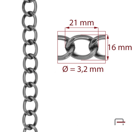 Steel Chain 21x16x3,2 mm black nickel 4101690