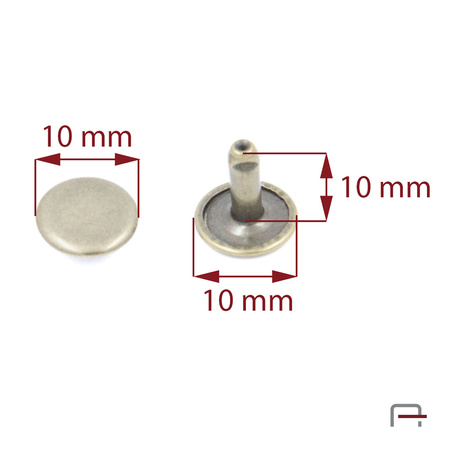Two-sided Rivet L10/10/10/20 Old brass