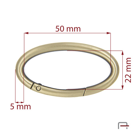 Owal otwierany 50 x 21 mm stare złoto satynowane 3711721