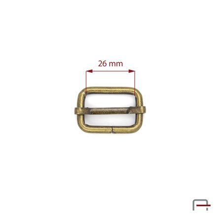 Slide Buckle 26 mm, wire 4 mm old brass 35012200