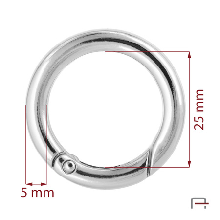 Metal Ring Carabiner 25 mm nickel 3711410