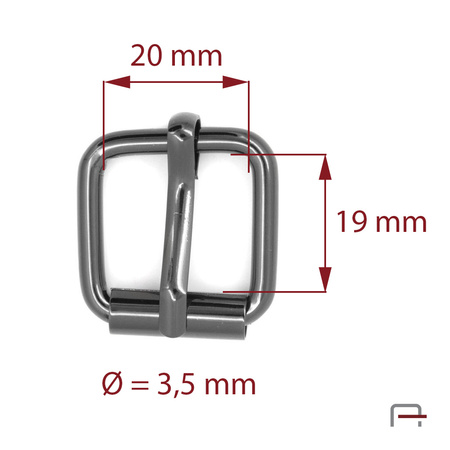 Klamerka rymarska 20 mm, drut 3,5 mm czarny 35104900