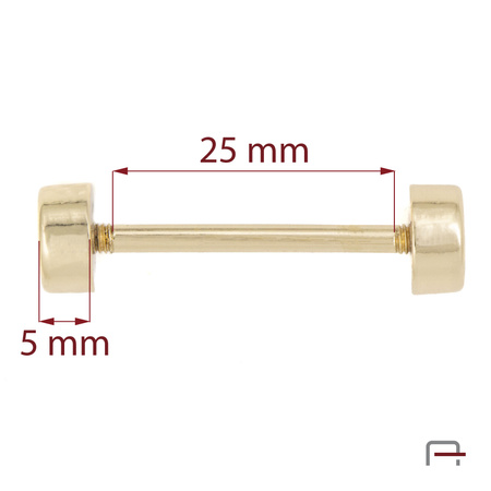 Handbag metal barbells 25 mm gold 3901253