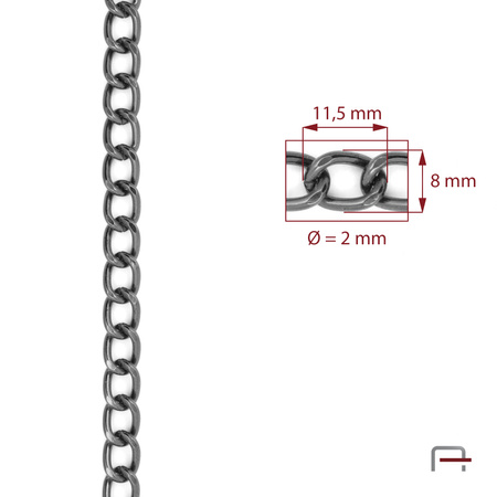 Steel chain 11x8x2 mm black nickel 4114890