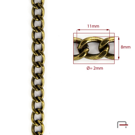 Steel Chain 11x8x2 mm old brass 4139220