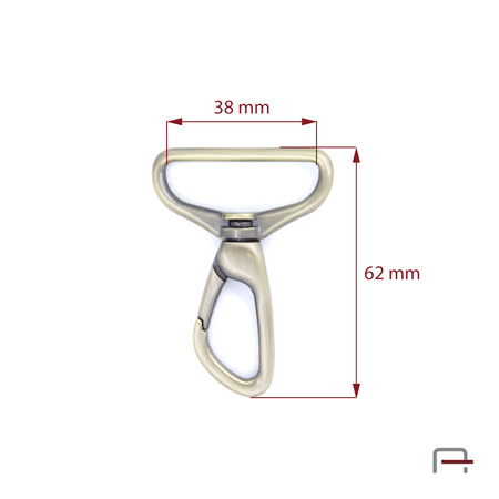 Snap Hook 38 mm satin old brass 3235921