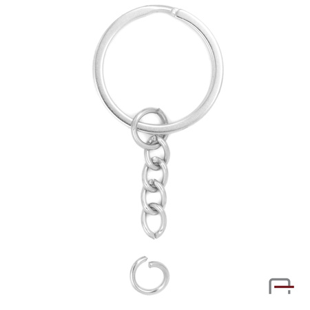 Flat Key Ring 21 mm with chain nickel 43046100