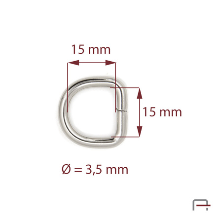 D-ring 15 mm, wire 3,5 mm 35106100