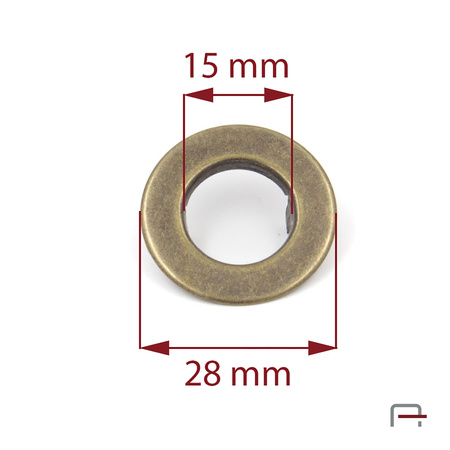 Eyelet with fins 15 mm old brass 51007200