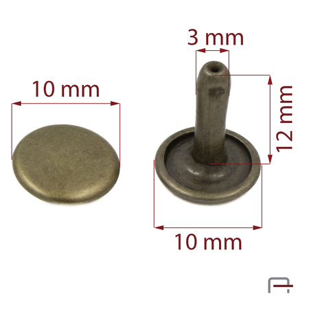 Two-sided Rivet L10/10/12/20 old brass