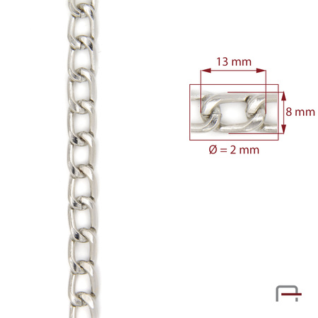 ŁAŃCUCH STALOWY 13x8x2 mm nikiel 4101110