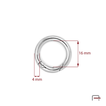 Metal Ring Carabiner 16 mm nickel 3711310