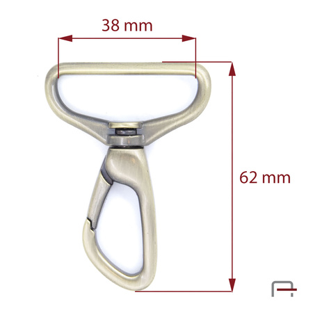 Snap Hook 38 mm satin old brass 3235921