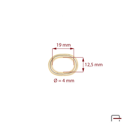 Owal 19 mm, drut 4 mm złoto 35100500