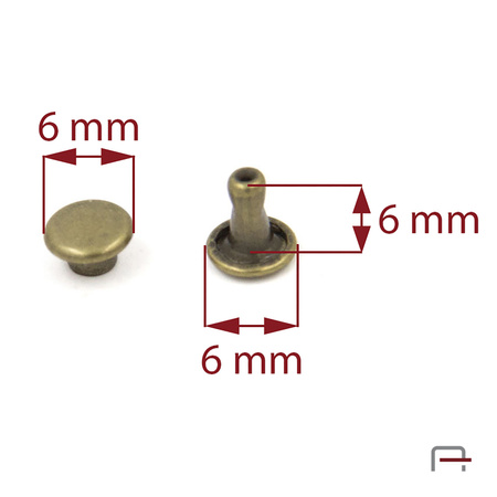 Two-sided Rivet L6/6/6/20 Old brass