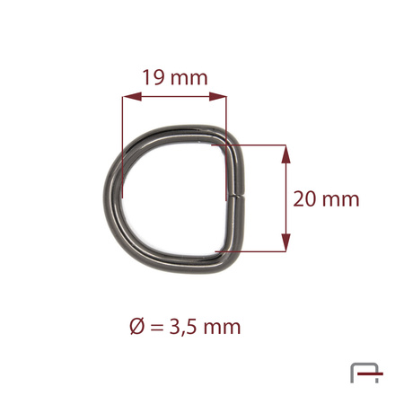 D-ring 20 mm, wire 3,5 mm 35107900
