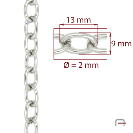 ŁAŃCUCH STALOWY 13x9x2 mm nikiel 4101410
