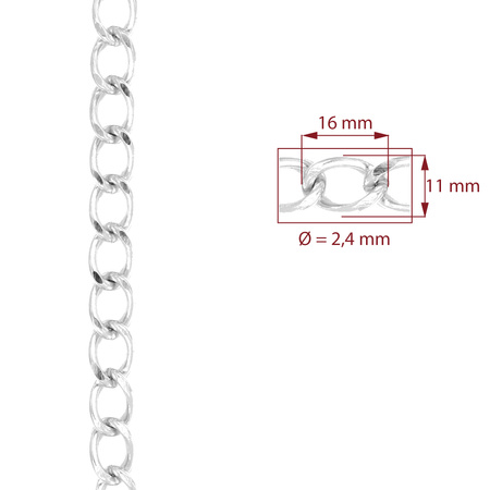ŁAŃCUCH STALOWY 16x11x2,4 mm nikiel 4100610