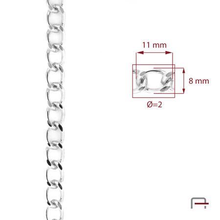 Steel chain 11x8x2 mm nickel 4114812