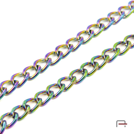 Steel chain 12x8x2 mm rainbow 4100700