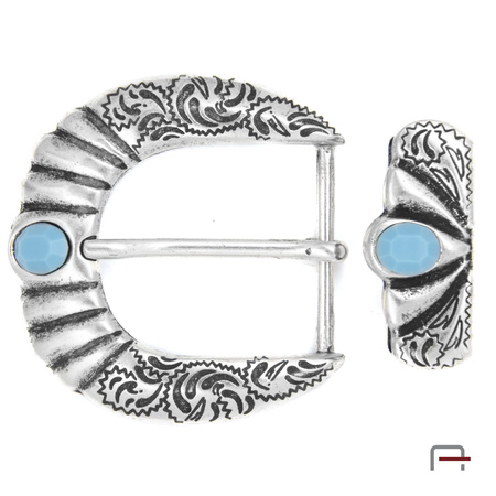 Buckle + loop 40 mm with turquoise stone 5140633 (nickel free)