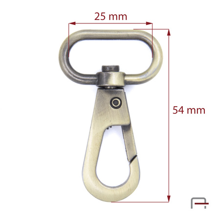 Snap Hook 25 mm satin old brass 3238321