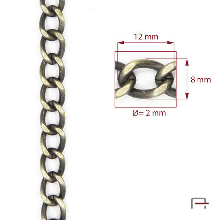 Steel Chain 12x8x2 mm old brass 4100720