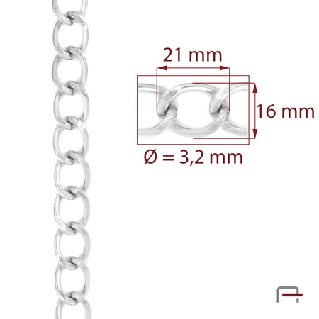 Steel Chain 21x16x3,2 mm nickel 4101610