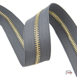 ZIPPER TAPE #5 Gray - Gold Y-Teeth 4710750/183
