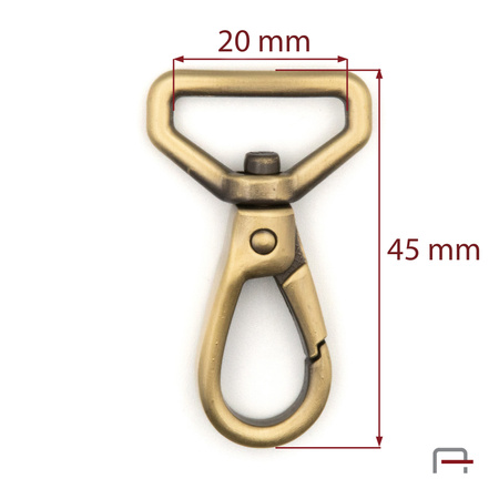 Snap Hook 20 mm satin old brass3231721