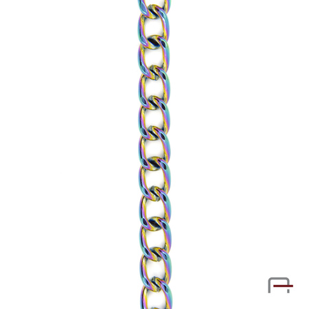 Steel chain 12x8x2 mm rainbow 4100700