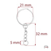 Flat Key Ring 21 mm with chain nickel 43046100