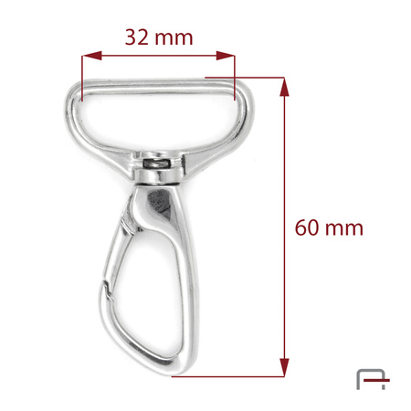 Snap Hook 32 mm nickel 3235812