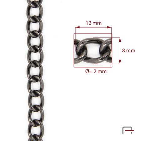 Steel Chain 12x8x2 mm black nickel 4100790