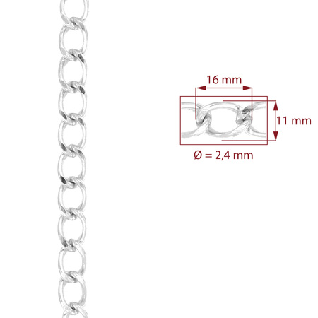 Steel chain 16x11x2,4 mm nickel 4100610